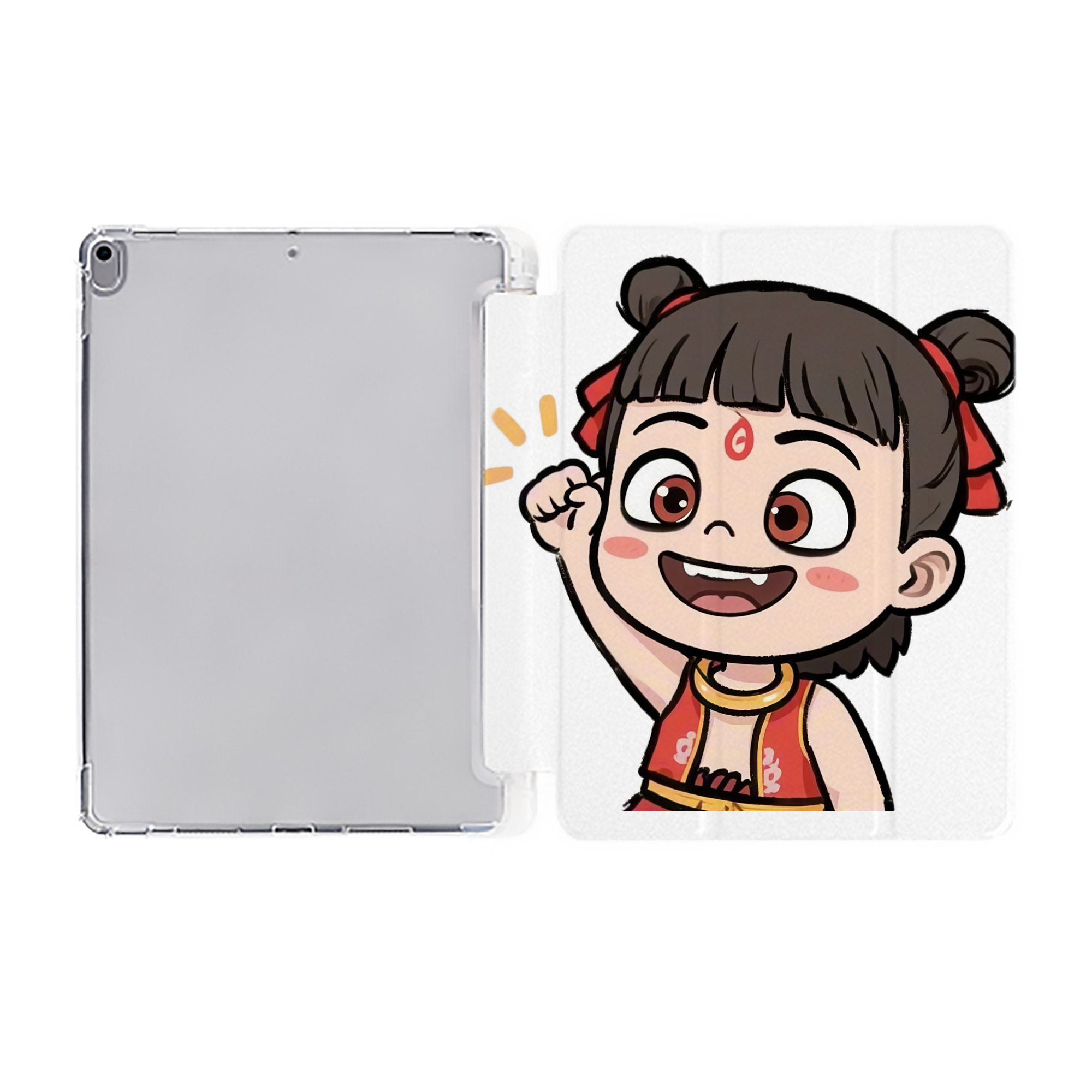 Ne Zha 2 ナタ 魔童の大暴れ IPad ケース ペン収納付き 三つ折りスタンド PUレザー×シリコン 対応機種9.5/10.5/10.9インチ